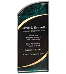 green and gold rectangular award