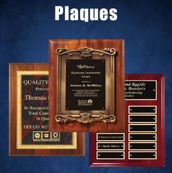Many styles and colors of commemorative plaques.